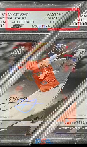 2018 Topps Now All Star On Card Auto /99 Manny Machado PSA 10