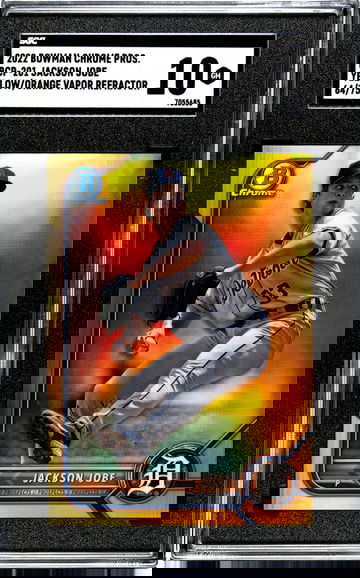 2022 Bowman Chrome Jackson Jobe BCP-201 Yellow/Orange Vapor Refractor numbered 64/75