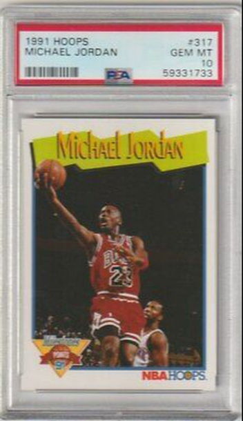 1991 Hoops Milestones Points 317 Michael Jordan Chicago Bulls PSA 10 Gem Mint