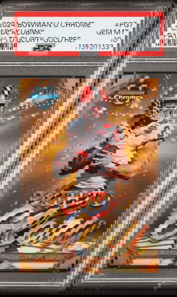 2024 Bowman University Chrome Path To Glory Gold Refractor Cade Klubnik #PG7 /50 PSA 10