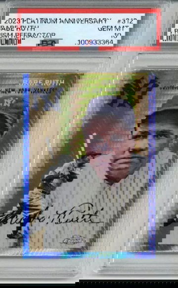 2023 TOPPS CHROME PLATINUM ANNIVERSARY PRISM REFRACTOR BABE RUTH PSA 10