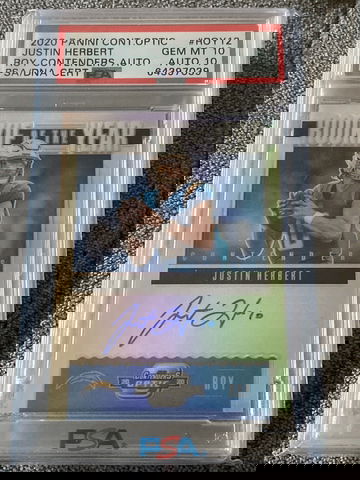 2020 Panini Contenders Optic Justin Herbert ROY Auto #75/100 PSA 10/10