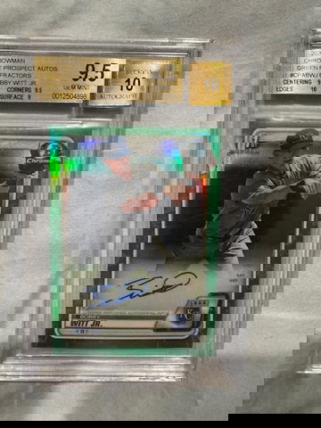 2020 BOBBY WITT JR. BOWMAN CHROME DRAFT AUTO GREEN REFRACTOR /99 BGS 9.5/10
