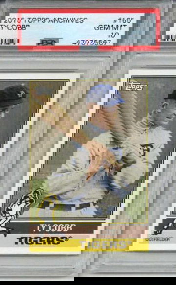 2015 TOPPS ARCHIVES #165 TY COBB BASEBALL CARD DETROIT TIGERS PSA 10 LOW POP