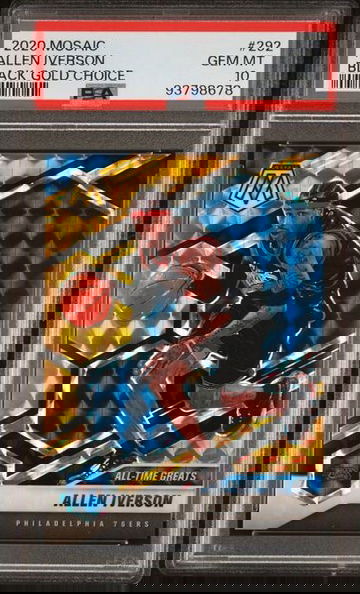 2020-21 Panini Mosaic Allen Iverson #292 Black Gold Choice #/8 PSA 10 POP 1