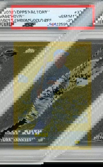 2010 TOPPS FACTORY TARGET CHROME GOLD REFRACTOR #3 BABE RUTH PSA 10