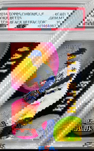 2024 Topps Chrome Logofractor Mookie Betts #CAEL7 All Etch Black Refractor /10 PSA 10