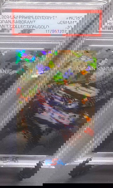 2024 Topps Chrome F1 Sapphire Logan Sargeant Helmet Collection Gold   PSA 10