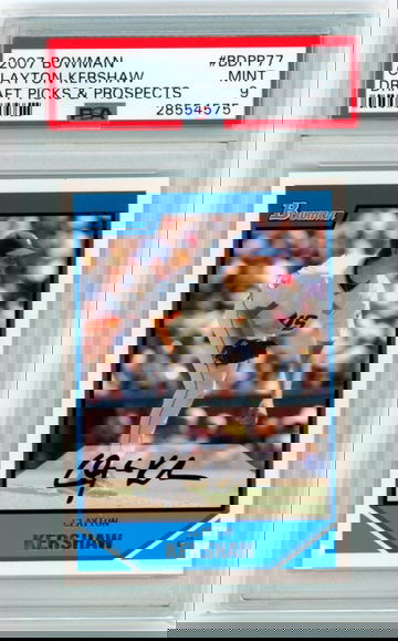 2007 Bowman #BDPP77 Clayton Kershaw Draft Picks & Prospects PSA 9 MINT!