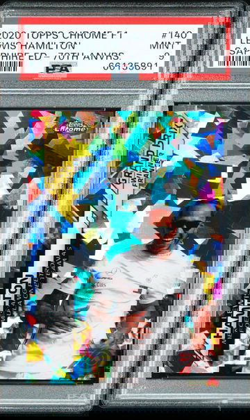 2020 Topps Chrome F1 Sapphire Edition Lewis Hamilton 70th Anniversary /70 #140 PSA 9