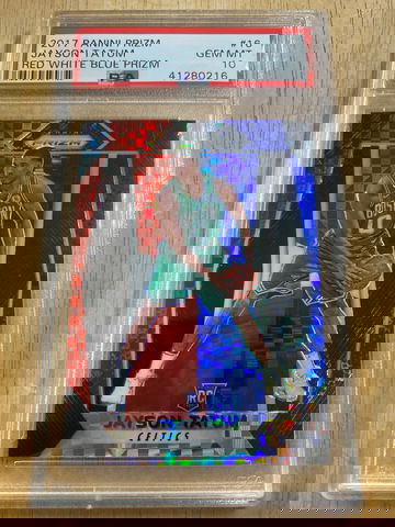 2017 PRIZM JAYSON TATUM PSA 10 #16 RED WHITE BLUE RWB RC