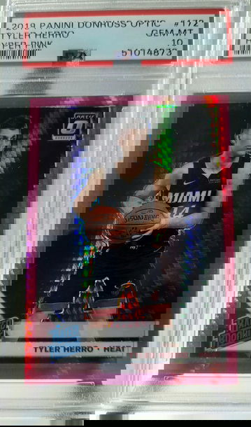 2019-20 Panini donruss optic tyler herro #172 hyper pink rr psa 10