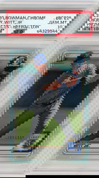 2020 Bowman Chrome Bobby Witt Jr Refractor /499 PSA 10 #BCP25