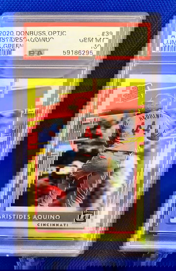 2020 Optic Lime Green SP Aristides Aquino Rookie PSA 10 RC #39 Reds