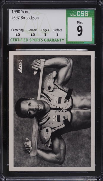 1990 SCORE BO JACKSON #697 CSG 9 MINT