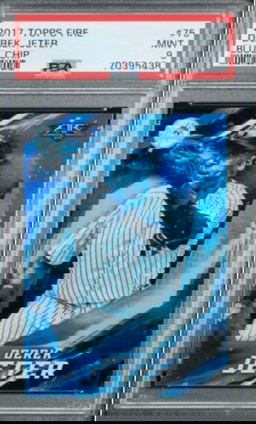 2017 Topps Fire #75 Derek Jeter Blue Chip PSA 9 POP 2