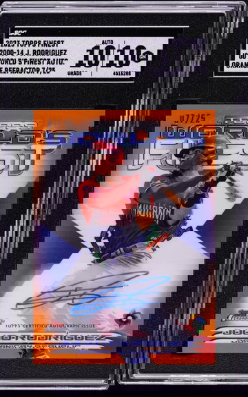 2023 Finest '00 World's Orange Refractor Julio Rodriguez AUTO /25 SGC 10
