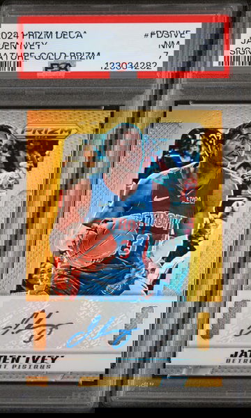 2024 Panini Prizm Deca Signatures Gold Prizm Jaden Ivey #PDSIVE PSA 7