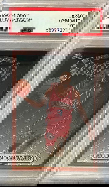 Allen Iverson  1996 Topps Finest #240 Rookie - PSA 10 Gem Mint - 76ers