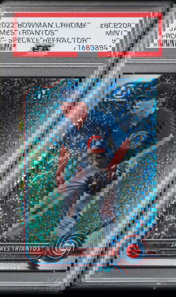 2022 BOWMAN CHROME PROSPECTS JAMES TRIANTOS #BCP208 PROS-SPECKLE REFRACTOR PSA 9