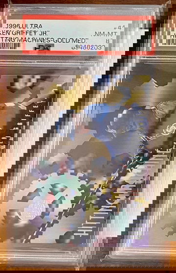 1996 Ultra Ken Griffey Jr. Hitting Machines Gold Medallion PSA 8