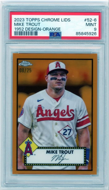 2023 Topps Chrome Lids #52-6 Mike Trout 1952 Design-Orange PSA 9 MINT!