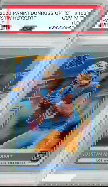 2020 PANINI DONRUSS OPTIC JUSTIN HERBERT #153 HOLO RATED ROOKIE RC PSA 10 GEM MT