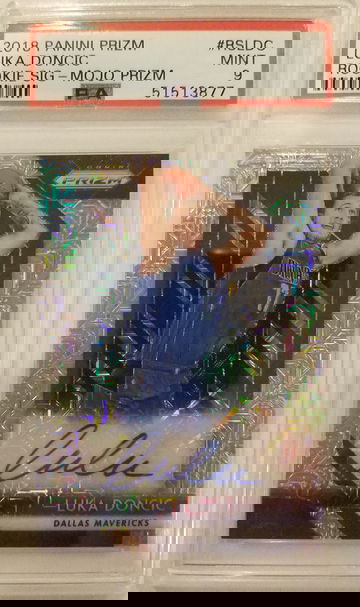 2018 Panini Prizm Luka Doncic Rookie Signature Mojo Auto /25 PSA 9