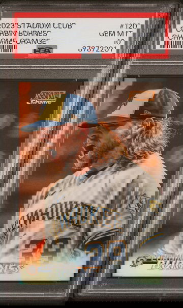 2023 Topps Stadium Club Orange Chrome Corbin Burnes #120 /99 PSA 10