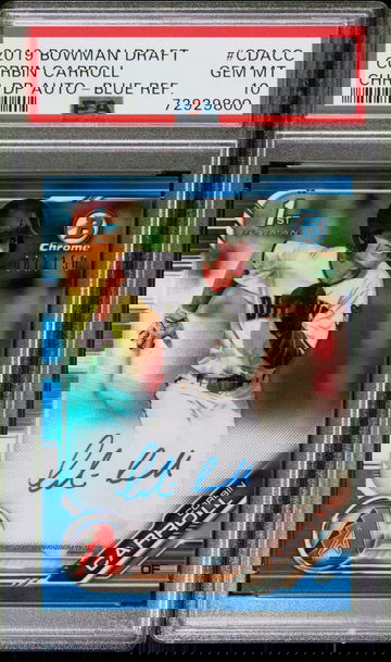 2019 Bowman Chrome Corbin Carroll Blue Refractor Auto /150 PSA 10 Rookie Card RC