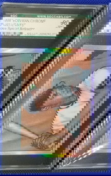 1998 Bowman Chrome Willie Mays Rookie Reprint Refractor SGC 9 Giants