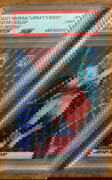 2021 Mosaic Draft Picks Justin Fields Blue Mosaic PSA 9