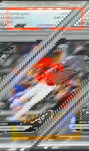 RARE 2025 Topps Now ORANGE FOIL RC SSP SP Drake Baldwin #83 16/25 PSA 9 Braves