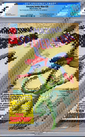 AMAZING SPIDER-MAN #20 CGC 0.5 *ORIGIN & 1ST SCORPION* STAN LEE STEVE DITKO 1965