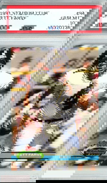 1991 STADIUM CLUB BRETT FARVE #94 GREEN BAY PACKERS RC PSA 10 GEM MT