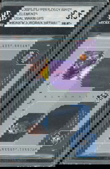 2002 Michael Jordan and Kobe Bryant HOF Upper Deck Dual Warm-Ups Jersey Patch BGS 8.5