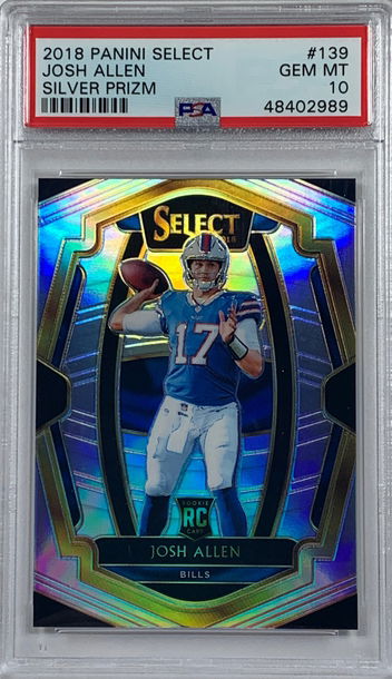 2018 Panini Select Josh Allen Premier Level Silver Prizm Rookie #139 PSA 10 GEM MINT