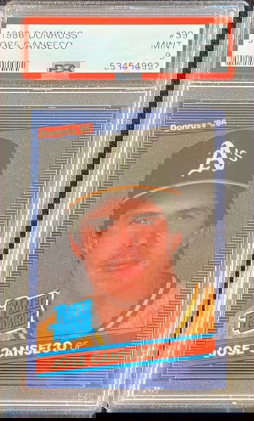 1986 Donruss Jose Canseco #39, Rookie RC, PSA 9 MINT, new slab