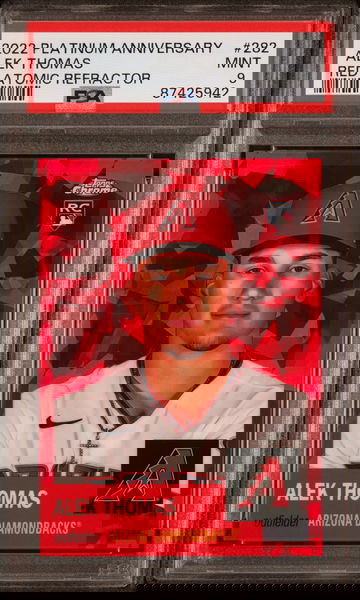 2022 TOPPS CHROME PLATINUM ANNIVERSARY 282 ALEK THOMAS RED ATOMIC REFRACTOR PSA 9