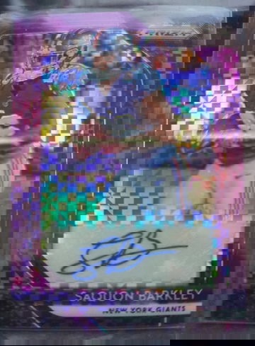 2018 Prizm Saquon Barkley Purple Power Auto Jersey# 26/49