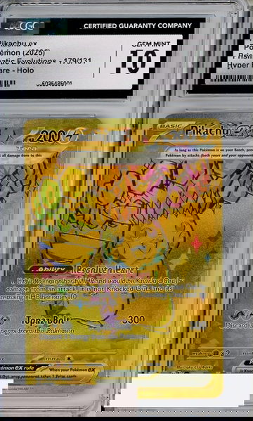 2025 POKEMON PRISMATIC EVO PIKACHU EX HYPER RARE HOLO #179 CGC 10