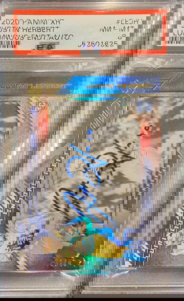 Justin Herbert Rookie RC ON CARD AUTO #/49 2020 XR LUMINOUS #LEJH PSA 8 (POP 1)