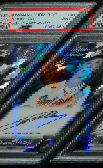 🌟 JACKSON HOLLIDAY - 2023 Bowman Chrome Sapphire Selections AUTO RC /25 - PSA 9