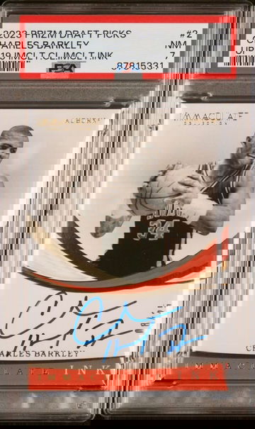 2023 Panini Prizm Draft 2019 Immaculate Ink Charles Barkley On Card Auto 8/25 PSA 7 NM