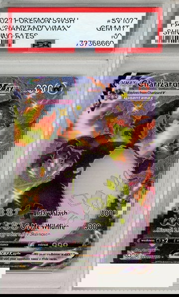 2021 POKEMON SWSH SHINING FATES FA CHARIZARD VMAX #SV107 PSA 10