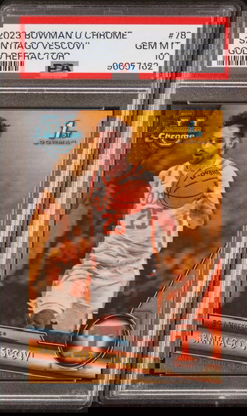 2023 Bowman University Chrome Gold Refractor Santiago Vescovi #78 /50 PSA 10