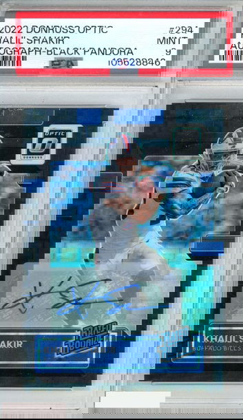 2022 DONRUSS OPTIC KHALIL SHAKIR #294 ROOKIE AUTO BLACK PANDORA 21 OF 25 PSA 9