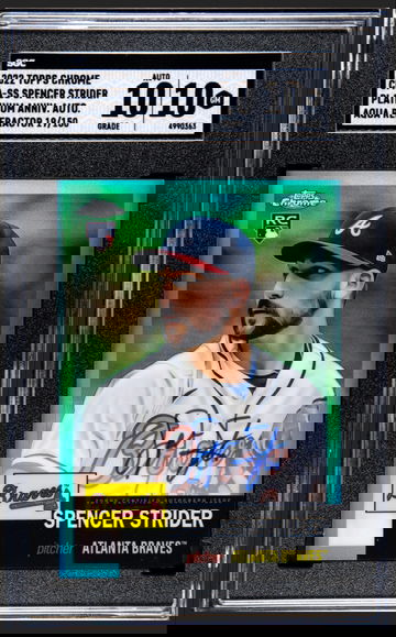 2022 Topps Chrome Spencer Strider Platinum Anniversary Aqua Refractor Auto /150