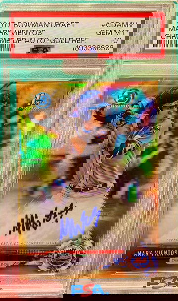 Mark Vientos Rookie! GOLD! AUTO! /50! PSA Gem Mint 10! 2017 Bowman Chrome!