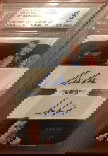 18-19 Panini Dominon Luka Doncic Rookie Dual Auto BGS 9 10 Auto Pop 1 Highest 